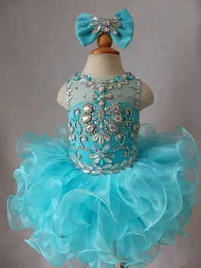 16 color --- Infant Illusion Cupcake Pageant Dress with Hair bow