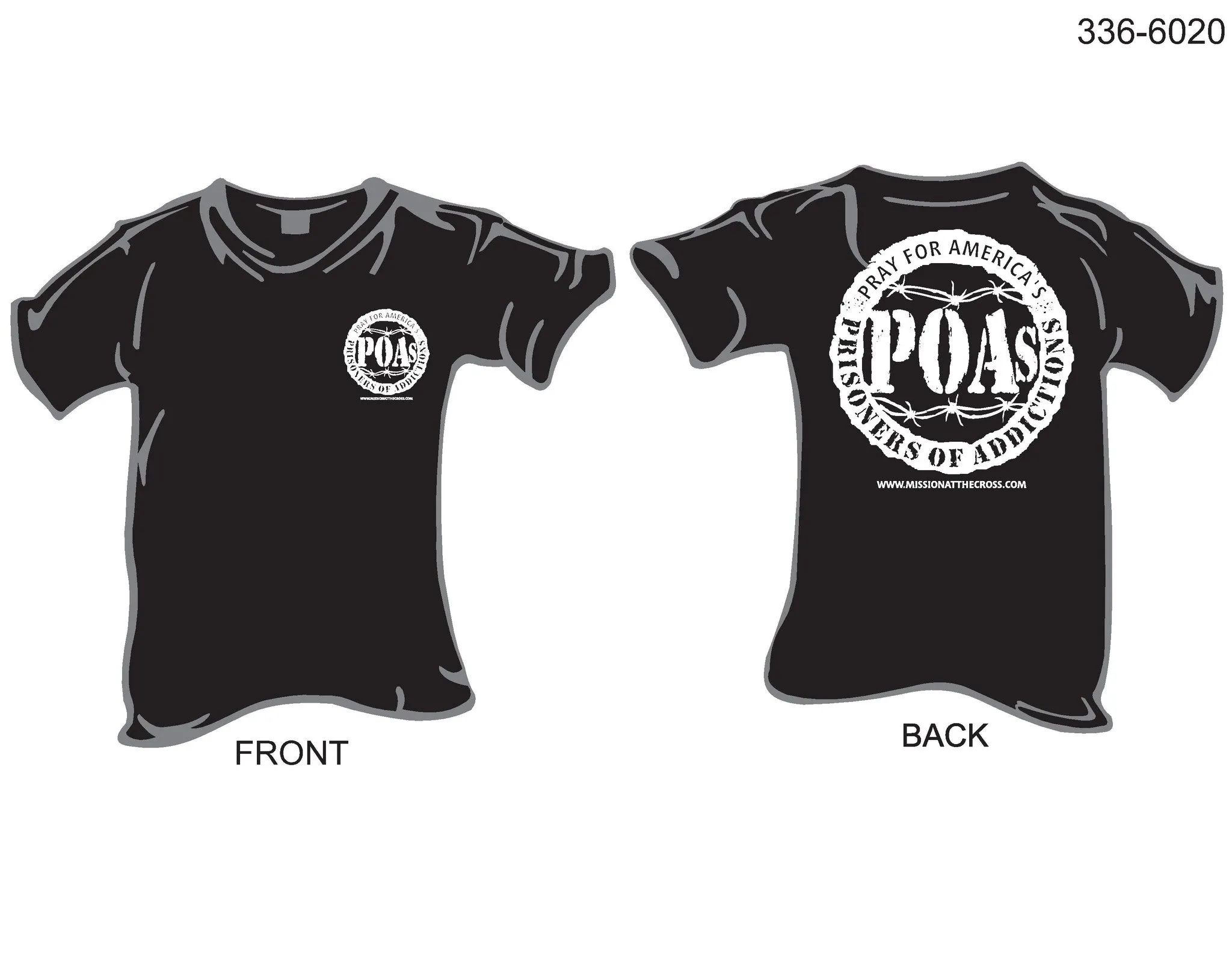 336-6020 T-Shirt, Short Sleeve, Prisoners of Addiction/POA's (Black)
