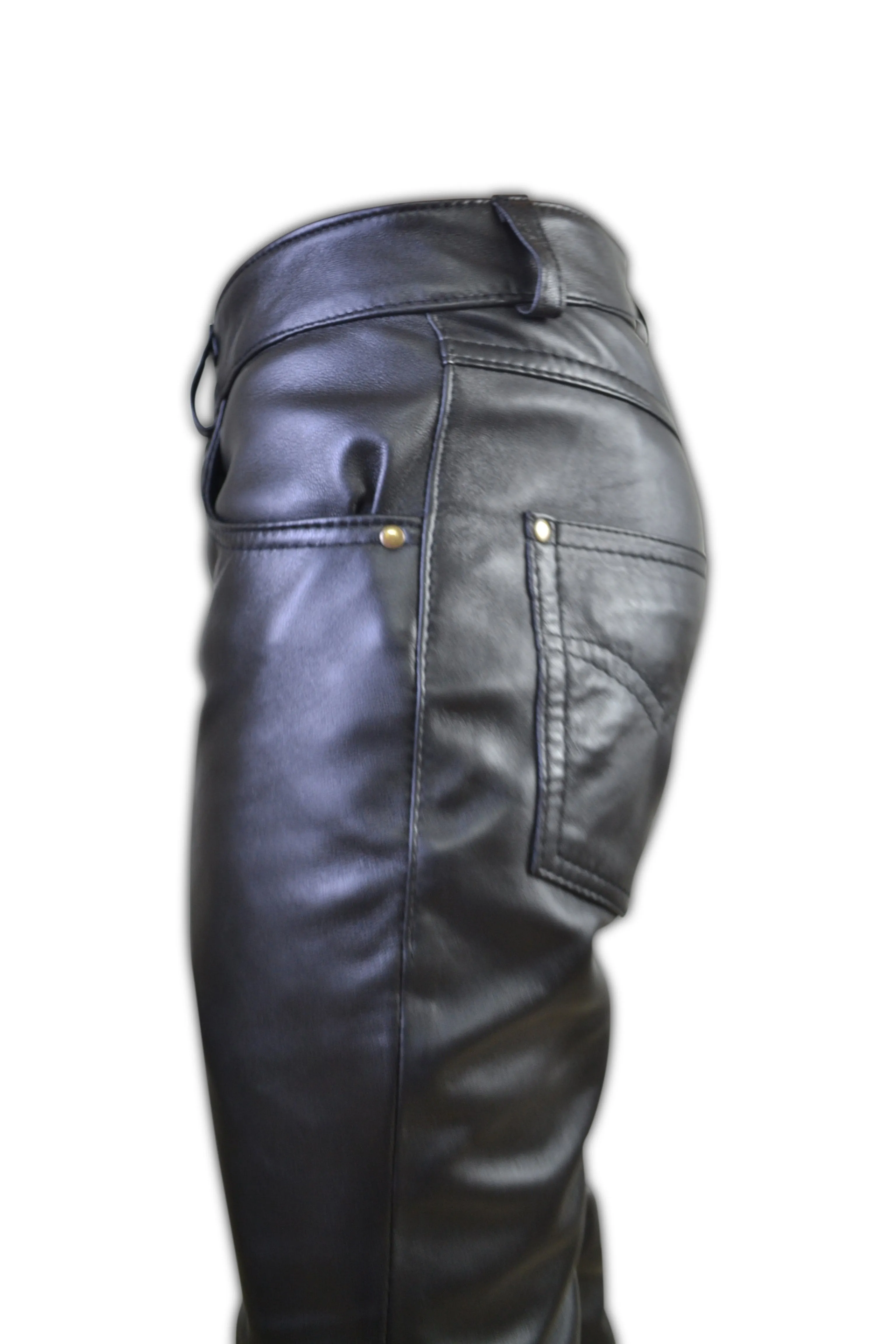 5 Pocket Jeans Style Leather Pant