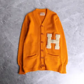 60’s orange color lettered cardigan