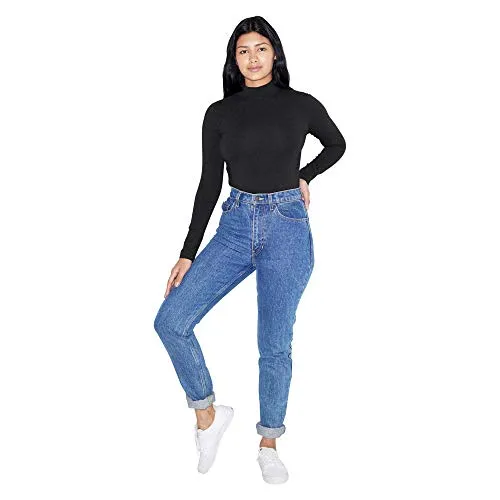 American Apparel Women's Cotton Spandex Long Sleeve Turtleneck, Black, Small