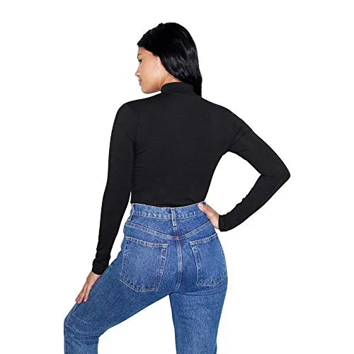 American Apparel Women's Cotton Spandex Long Sleeve Turtleneck, Black, Small