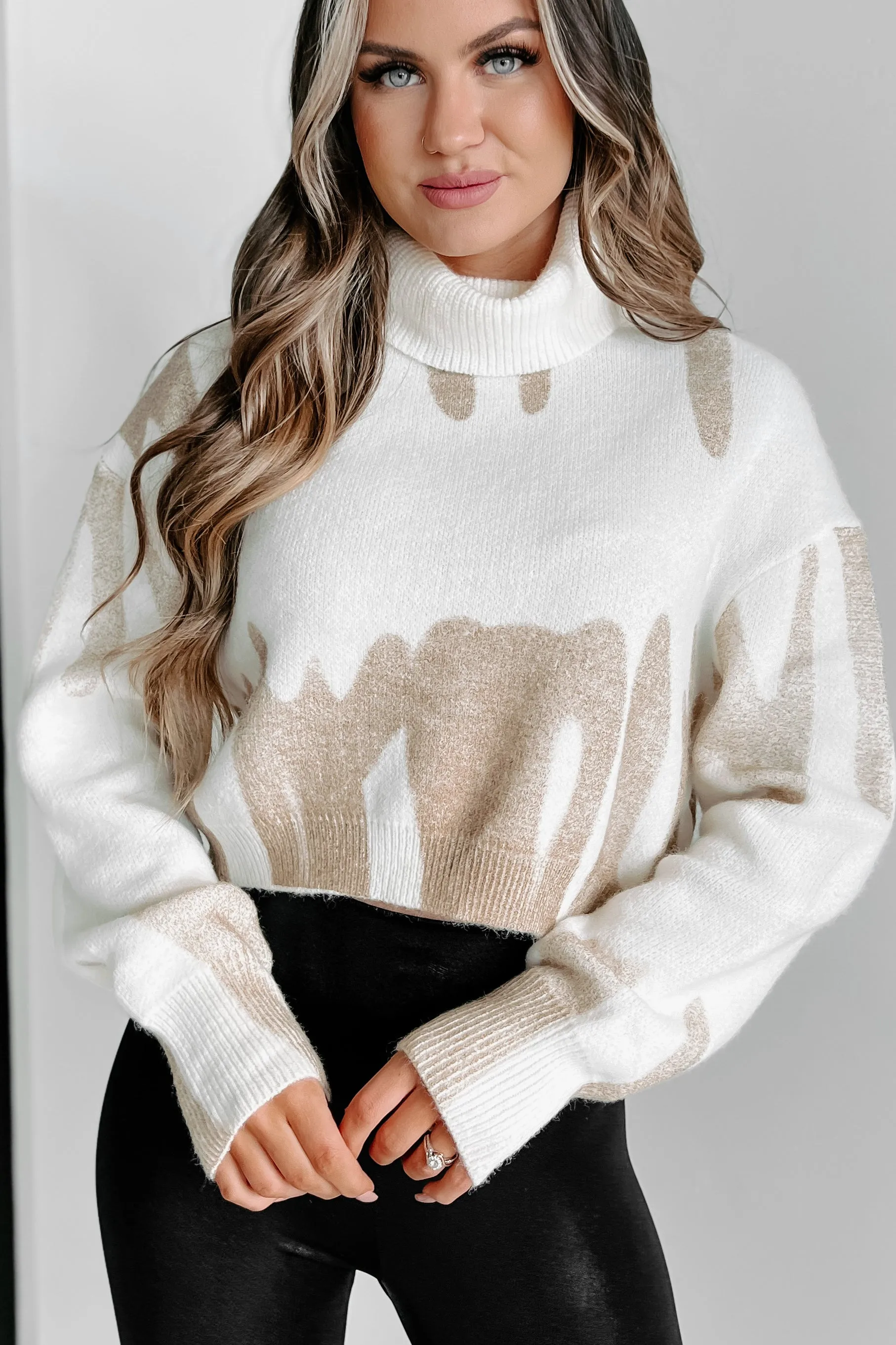 Artful Pursuits Cropped Turtleneck Sweater (Ivory)