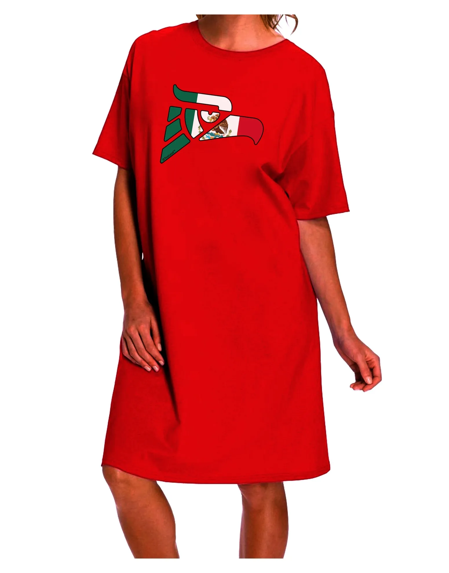 Authentic Mexican Eagle Symbol - Adult Night Shirt Dress with Mexican Flag Design by TooLoud