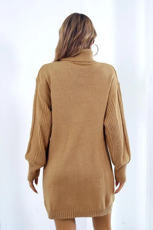 Autumn Beauty Turtleneck Sweater Dress