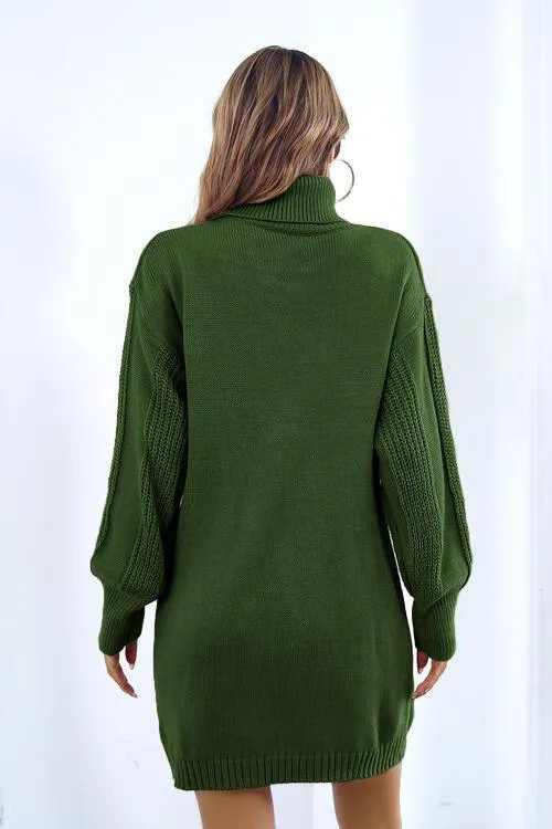 Autumn Beauty Turtleneck Sweater Dress