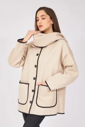 Belted Scarf Cachet Jacket - Beige