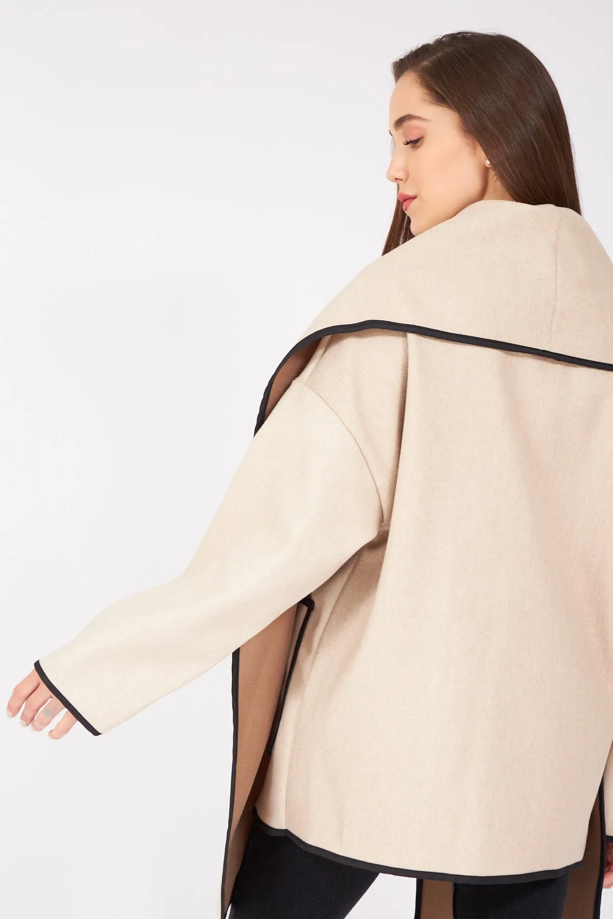 Belted Scarf Cachet Jacket - Beige
