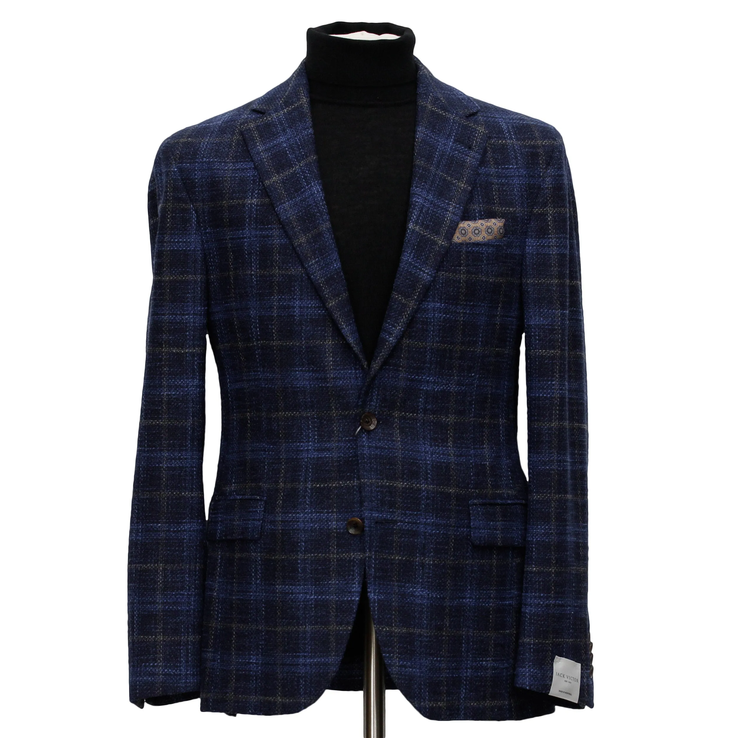 Blue with Yellow Plaid Midland Contemporary Fit Sport Jacket - Jack Victor