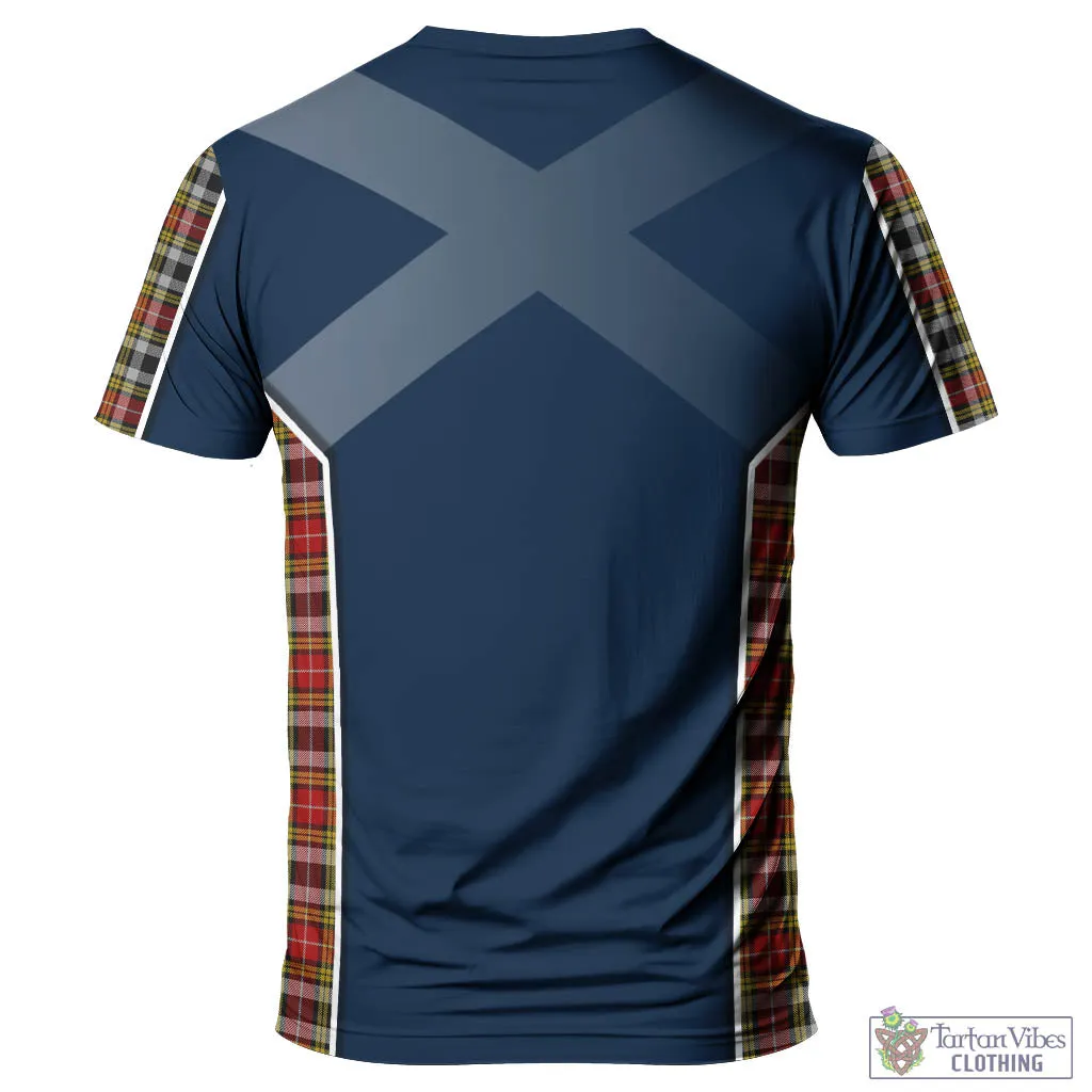 Buchanan Old Dress Tartan T-Shirt with Family Crest and Lion Rampant Vibes Sport Style