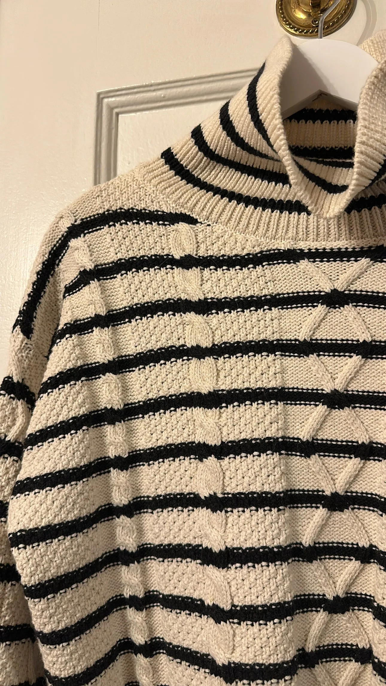 Cable Cropped Turtleneck Sweater