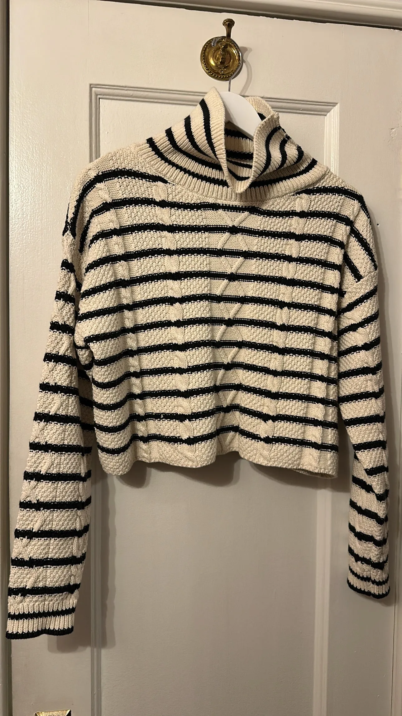 Cable Cropped Turtleneck Sweater