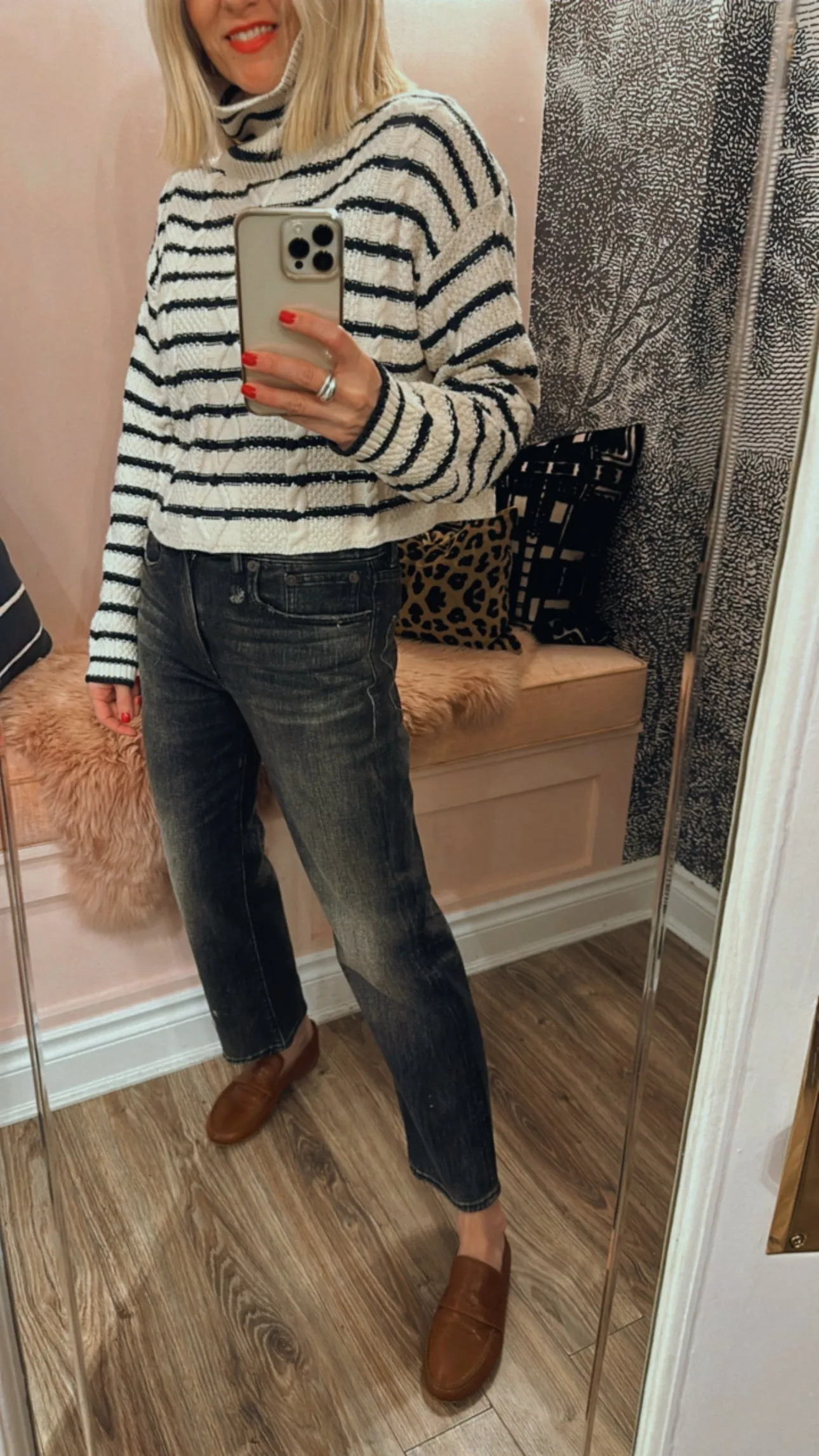 Cable Cropped Turtleneck Sweater
