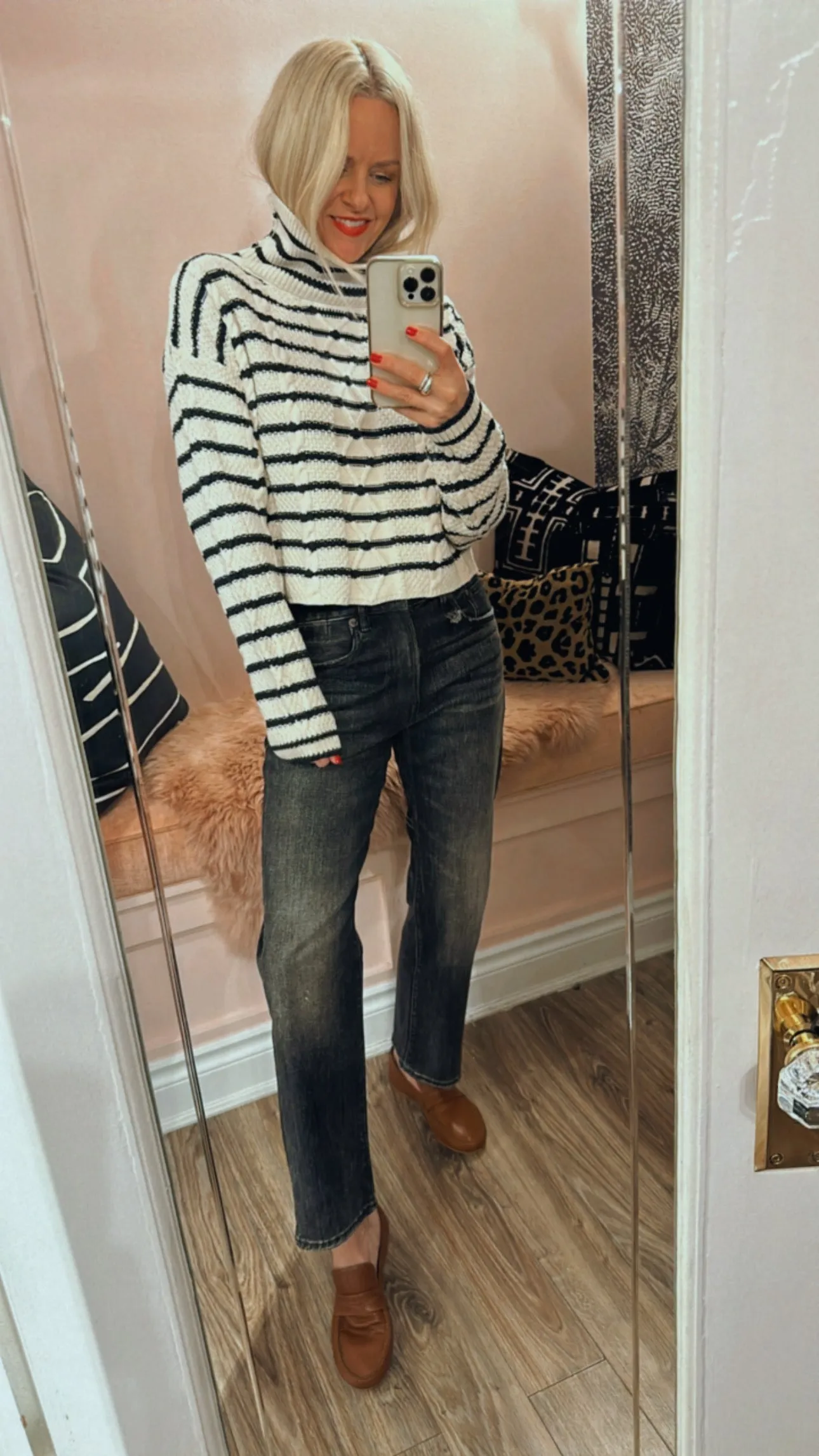 Cable Cropped Turtleneck Sweater