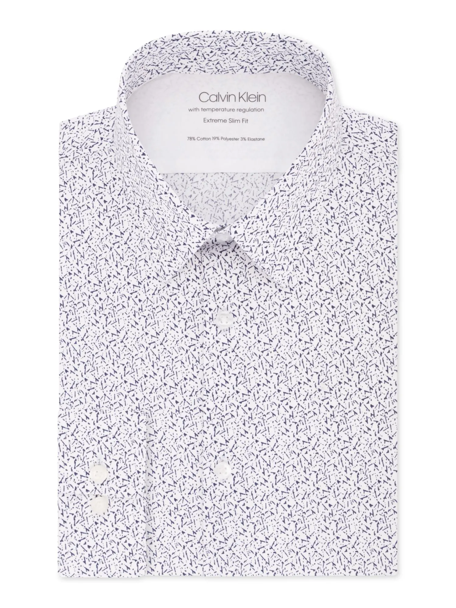 Calvin Klein Men's Patterned Dress Shirt Slim Blue Size 32-33