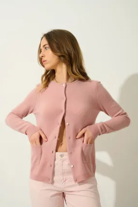 Cardigan Col Rond Caron - Bois De Rose - 100% Cachemire 2 Fils - Femme