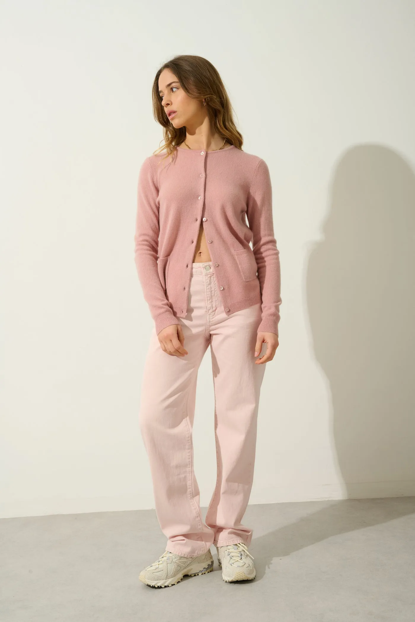 Cardigan Col Rond Caron - Bois De Rose - 100% Cachemire 2 Fils - Femme