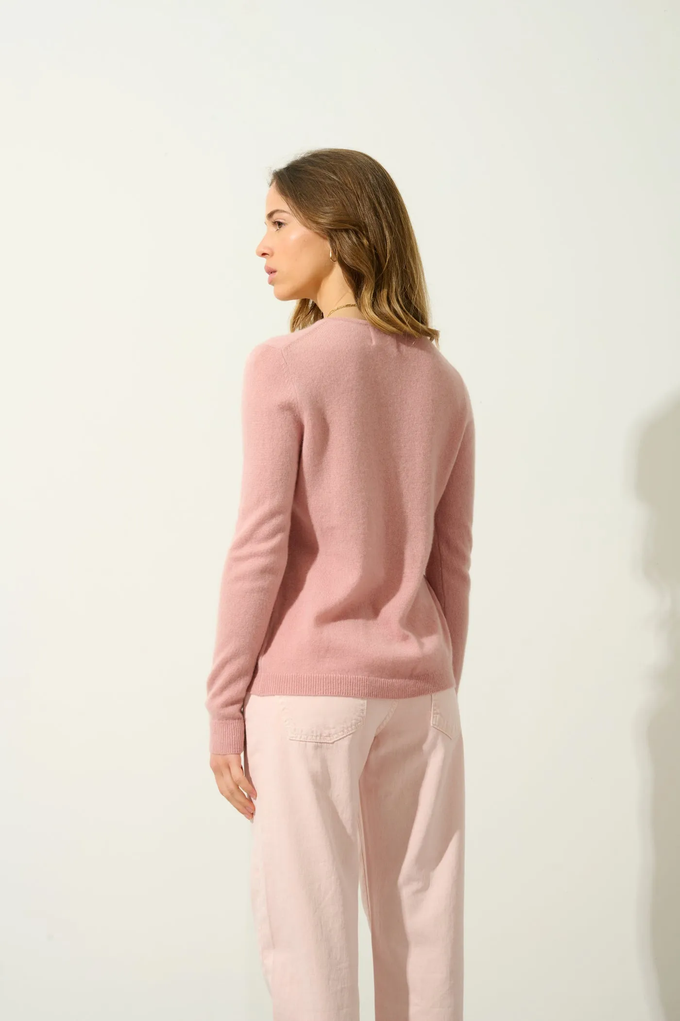 Cardigan Col Rond Caron - Bois De Rose - 100% Cachemire 2 Fils - Femme