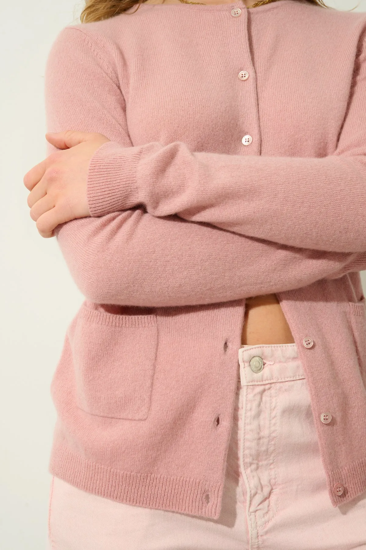Cardigan Col Rond Caron - Bois De Rose - 100% Cachemire 2 Fils - Femme