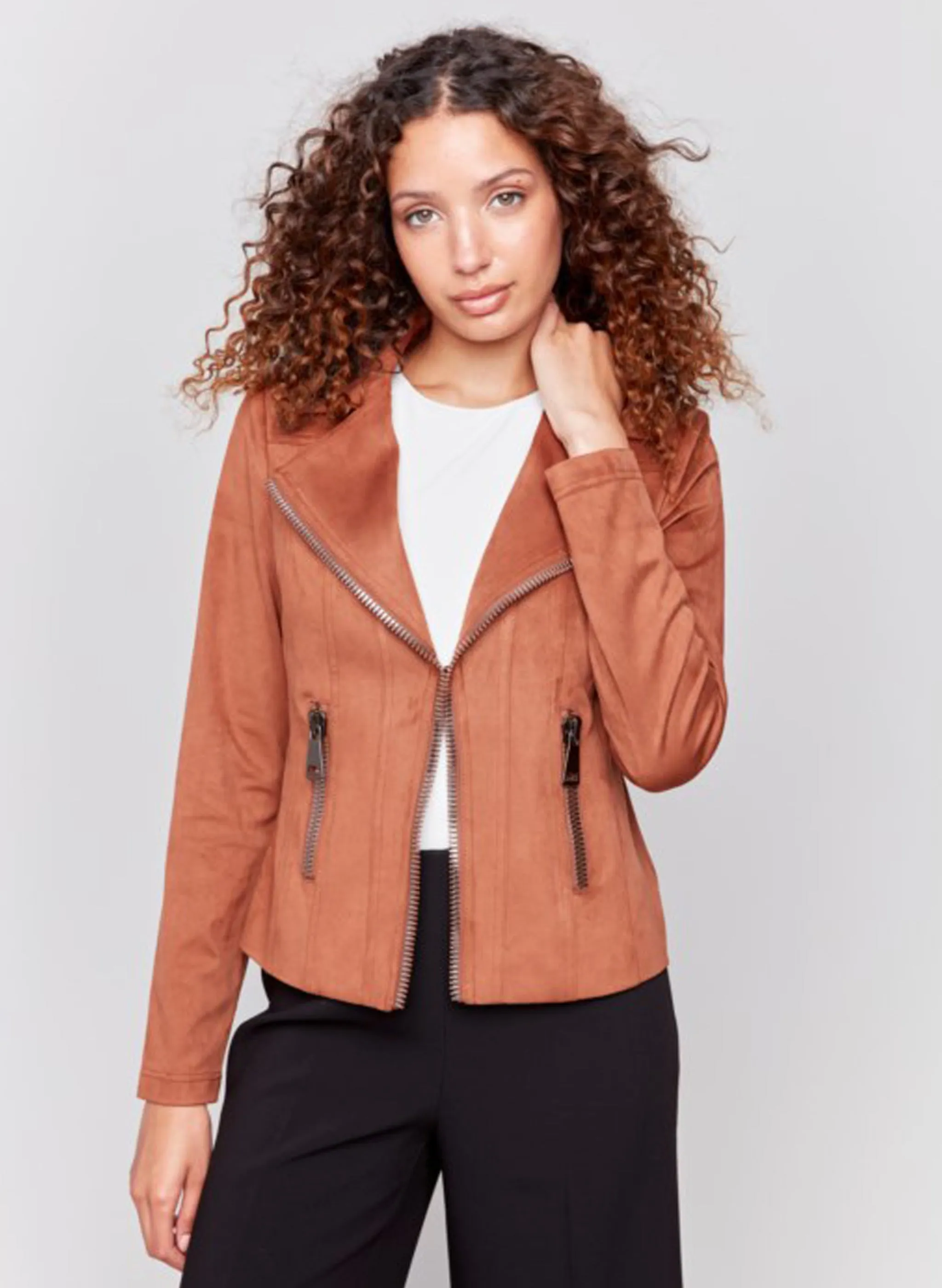 Charlie B - Vintage Suede Moto Jacket - Terracotta