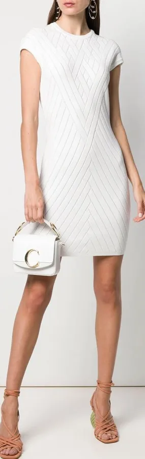 Chevron Knit Bodycon Dress, White or Black