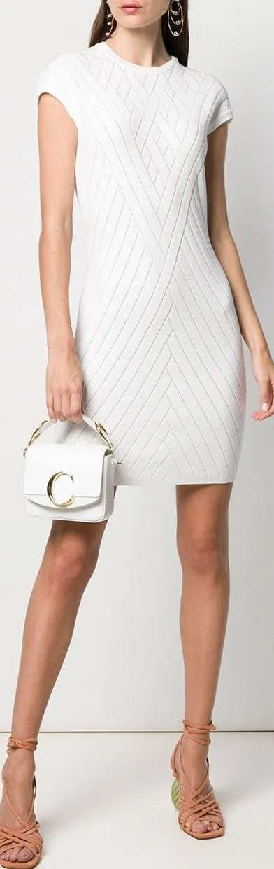Chevron Knit Bodycon Dress, White or Black