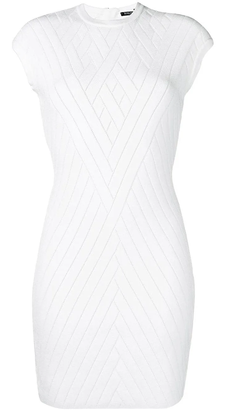 Chevron Knit Bodycon Dress, White or Black