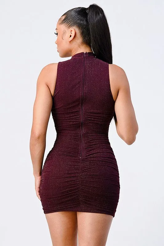 CHIC CROSS HALTER BODYCON MINI DRESS