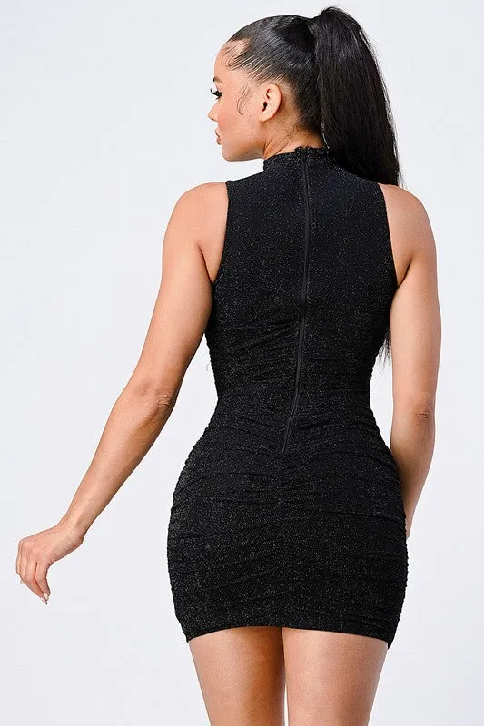 CHIC CROSS HALTER BODYCON MINI DRESS