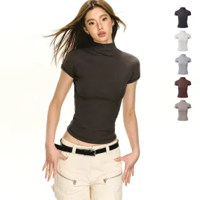 Classic Fitted Turtleneck Short Sleeve Pullover