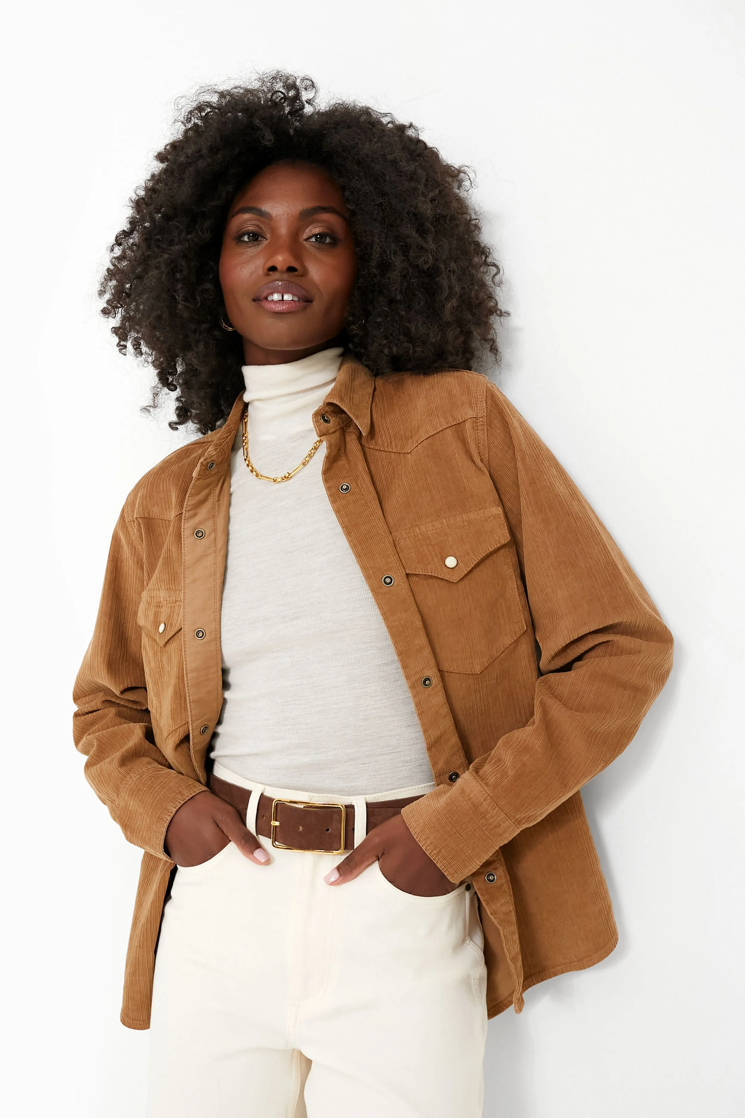Cord Brown Stretch Cord Western Shirt