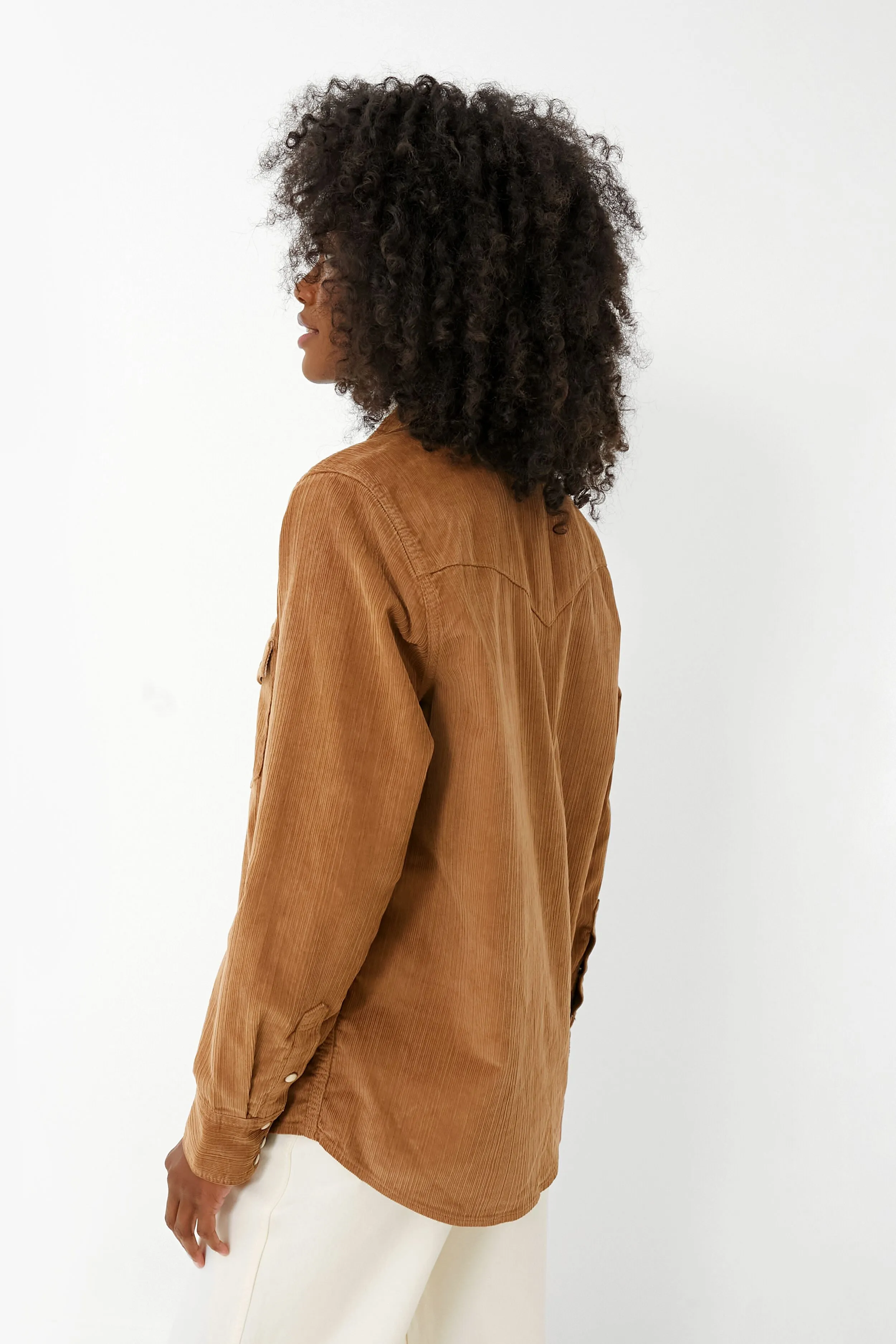 Cord Brown Stretch Cord Western Shirt