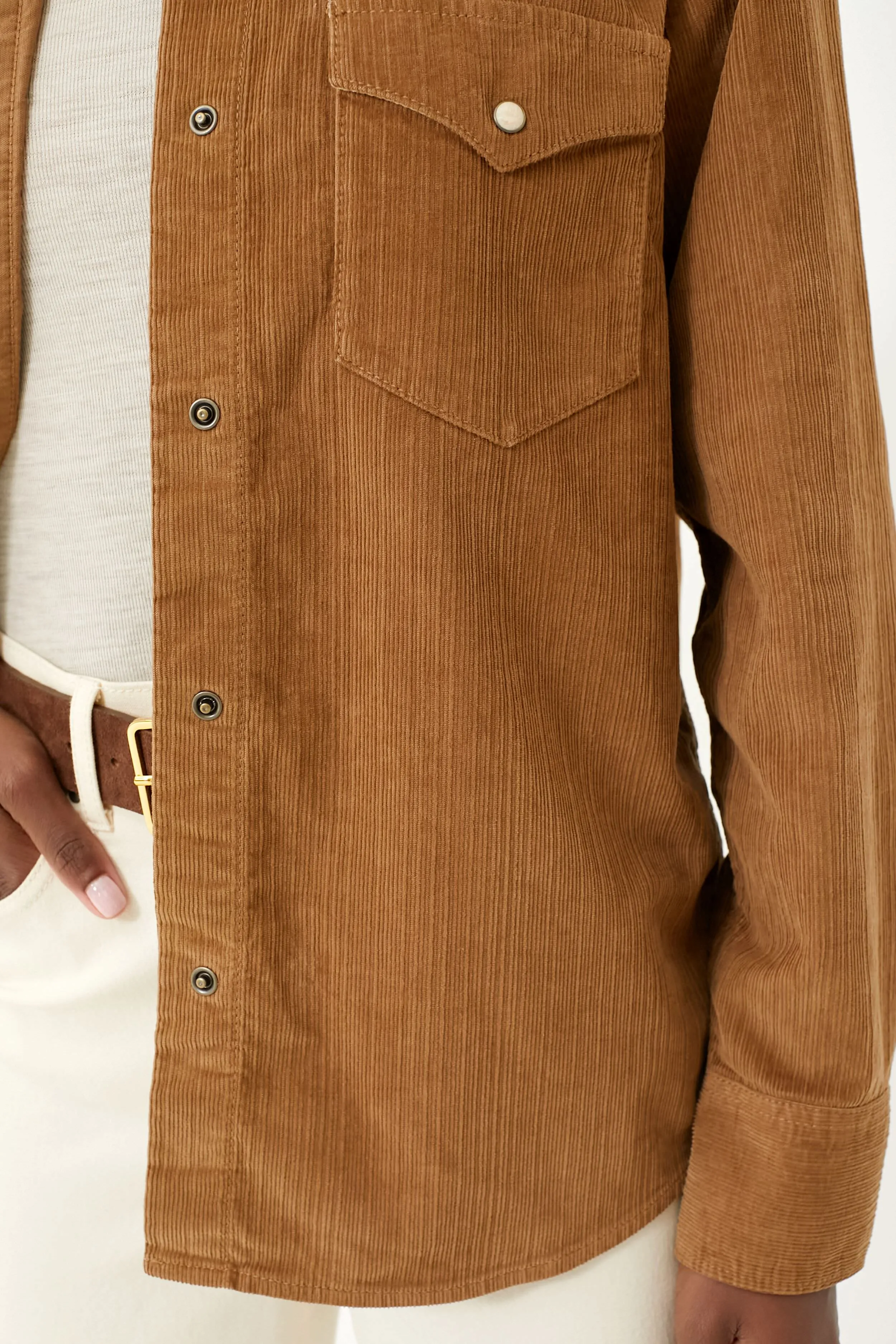 Cord Brown Stretch Cord Western Shirt