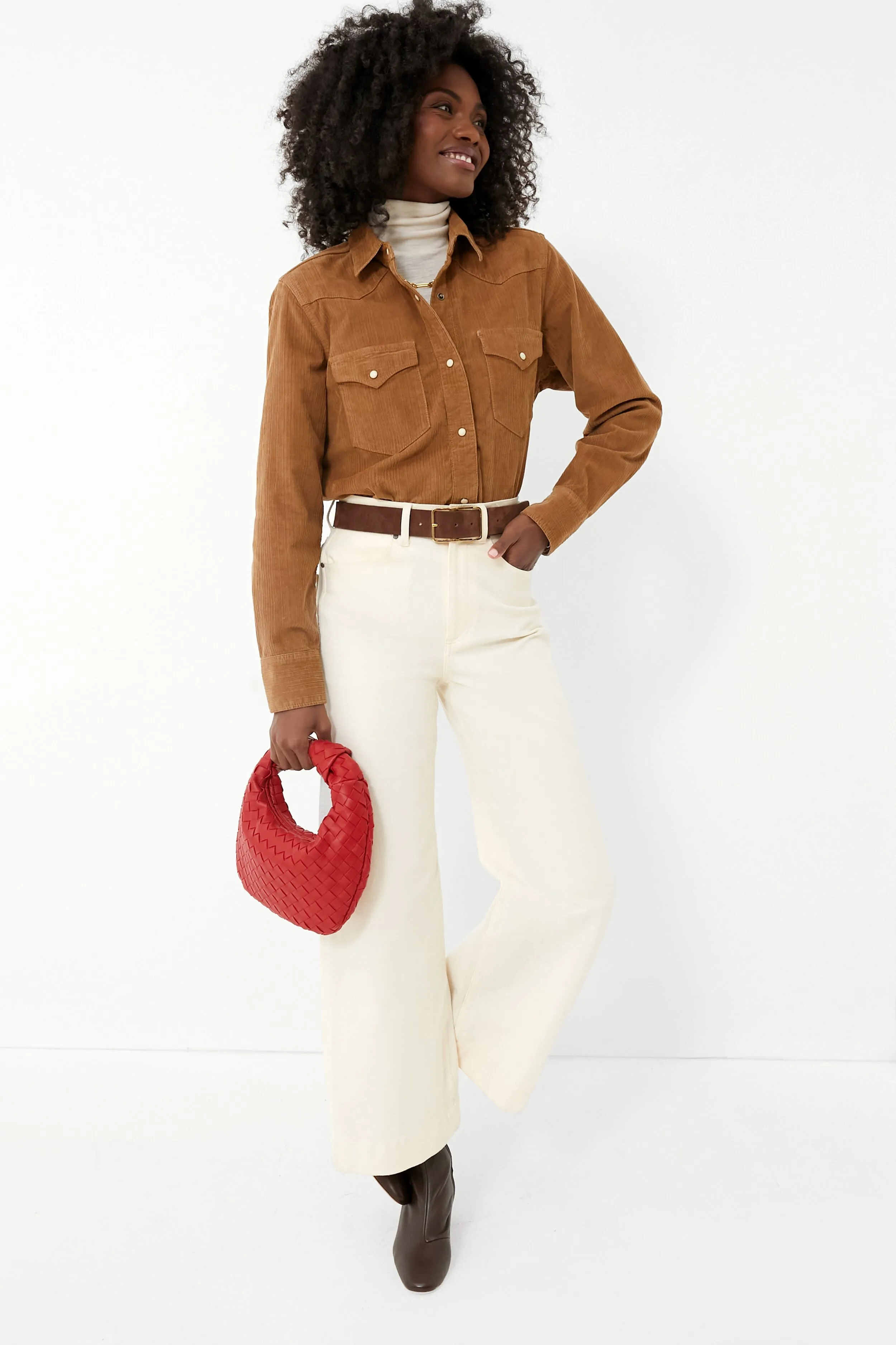 Cord Brown Stretch Cord Western Shirt