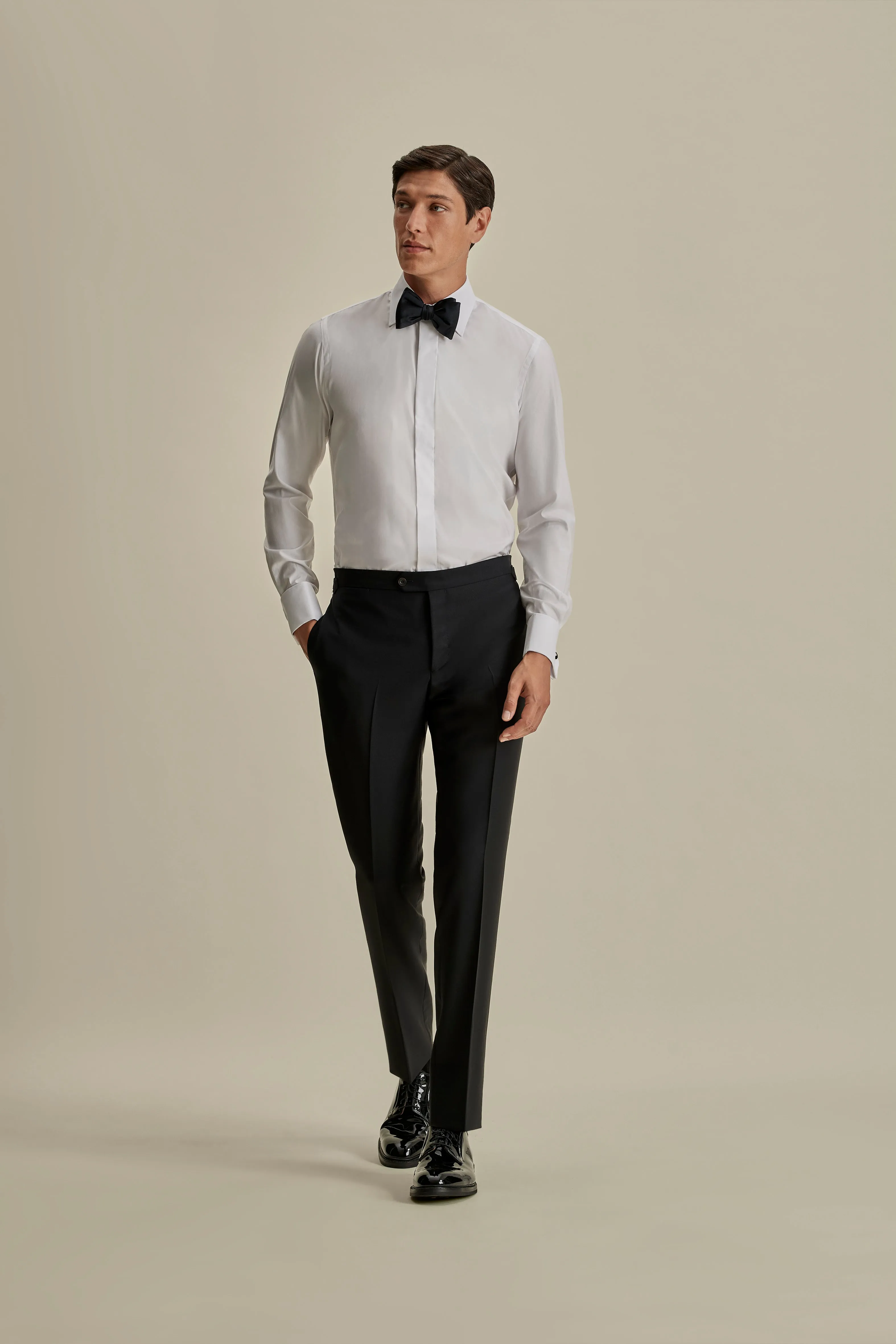 Cotton Stretch Fly Front Dress Shirt