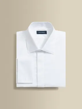 Cotton Stretch Fly Front Dress Shirt