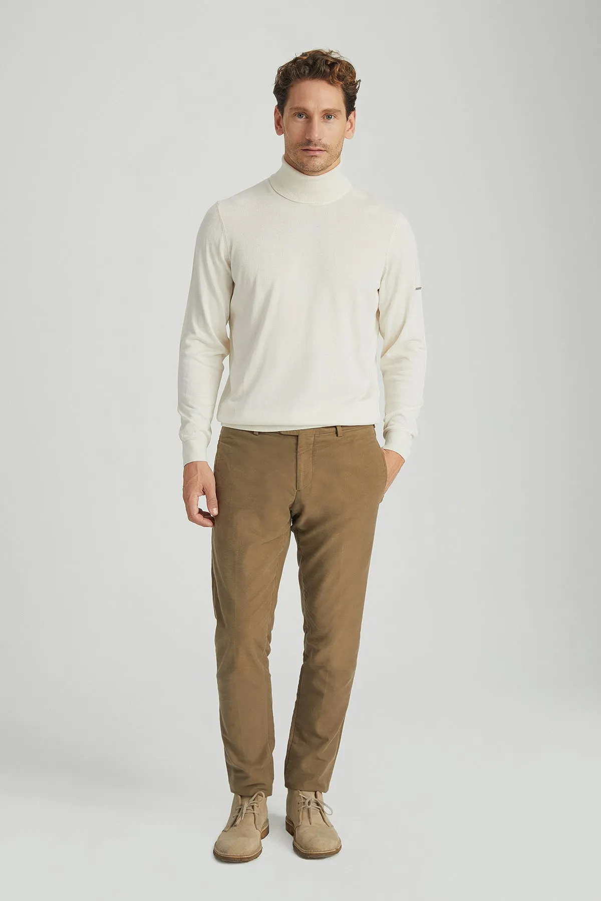 Ecru Silk and Cashmere Utku Men's Knitwear