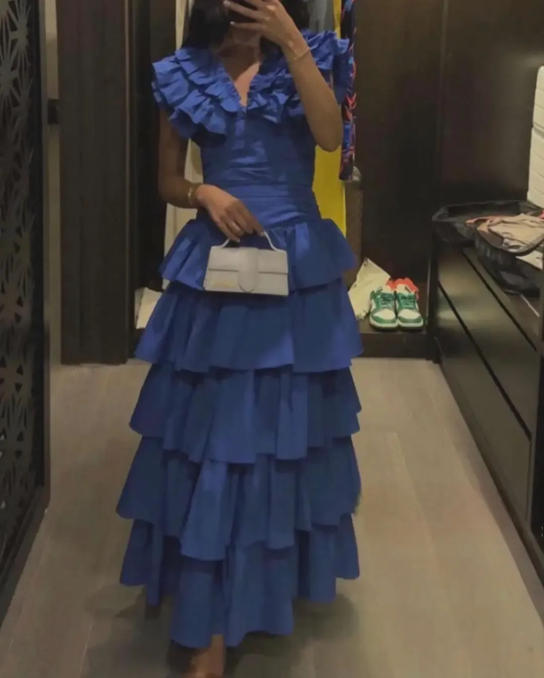 Elegant Blue Evening Dress, Tiered Prom Outfit   fg5424