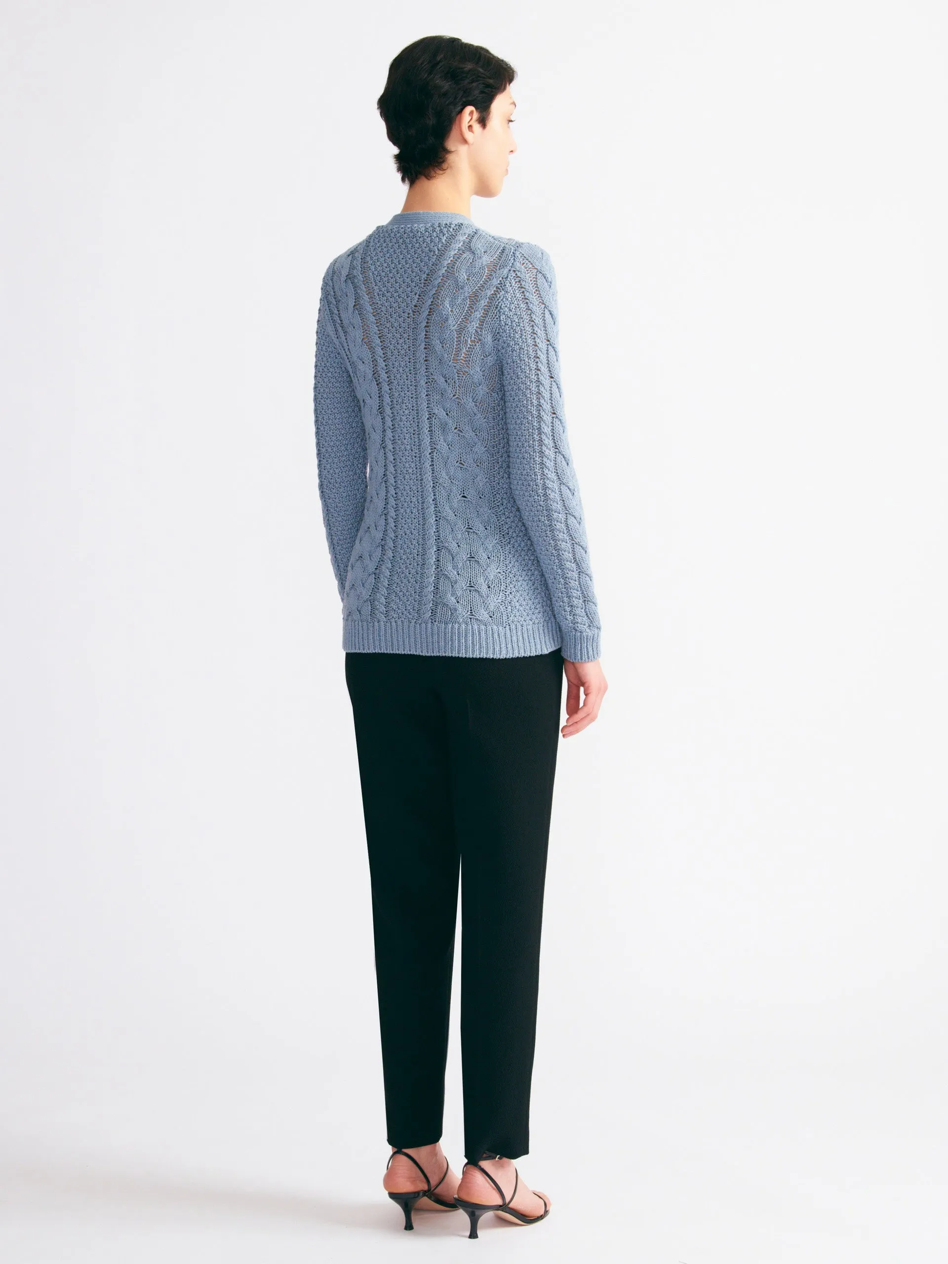 Elmer knit cardigan in smoke blue