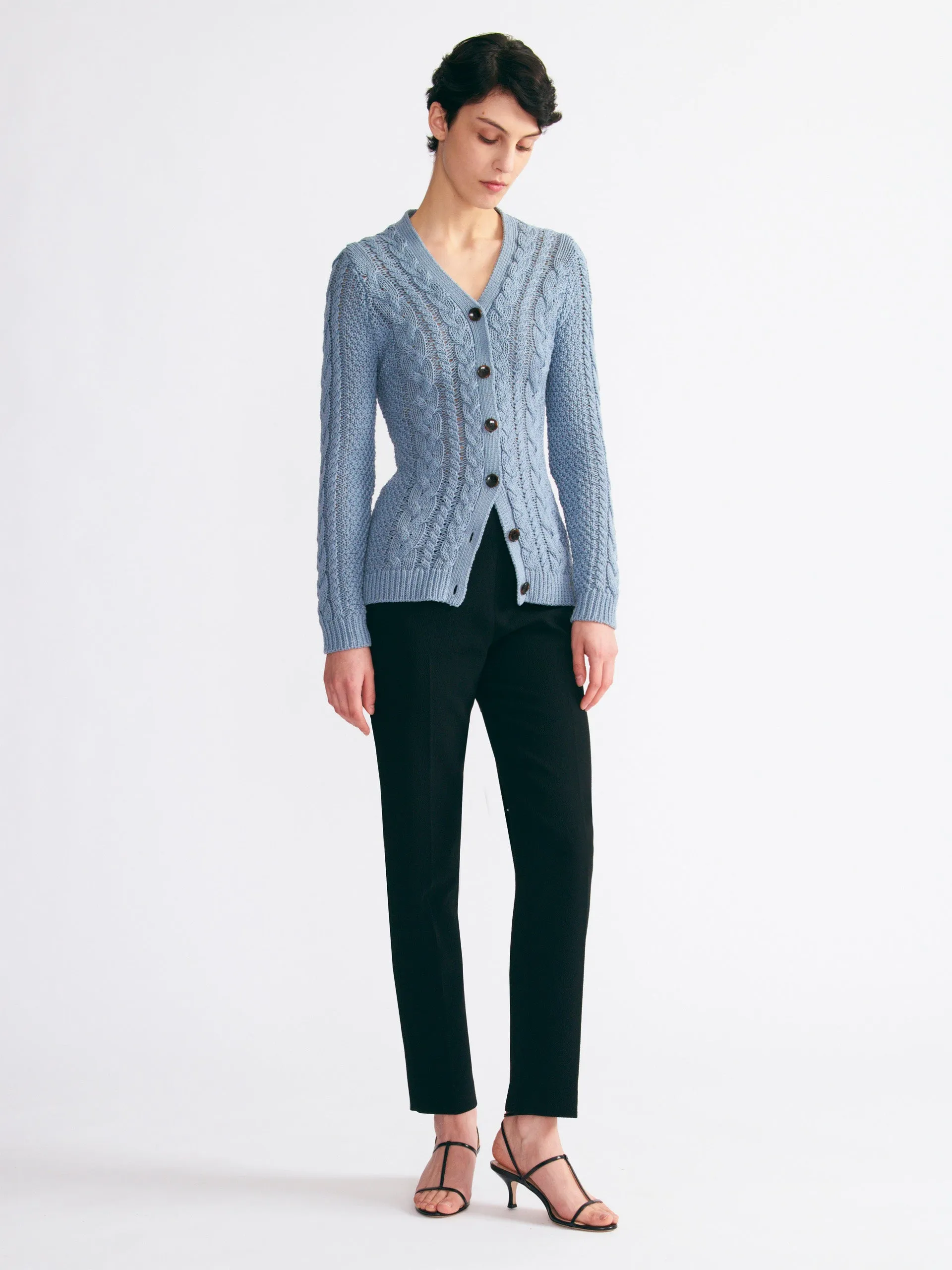 Elmer knit cardigan in smoke blue