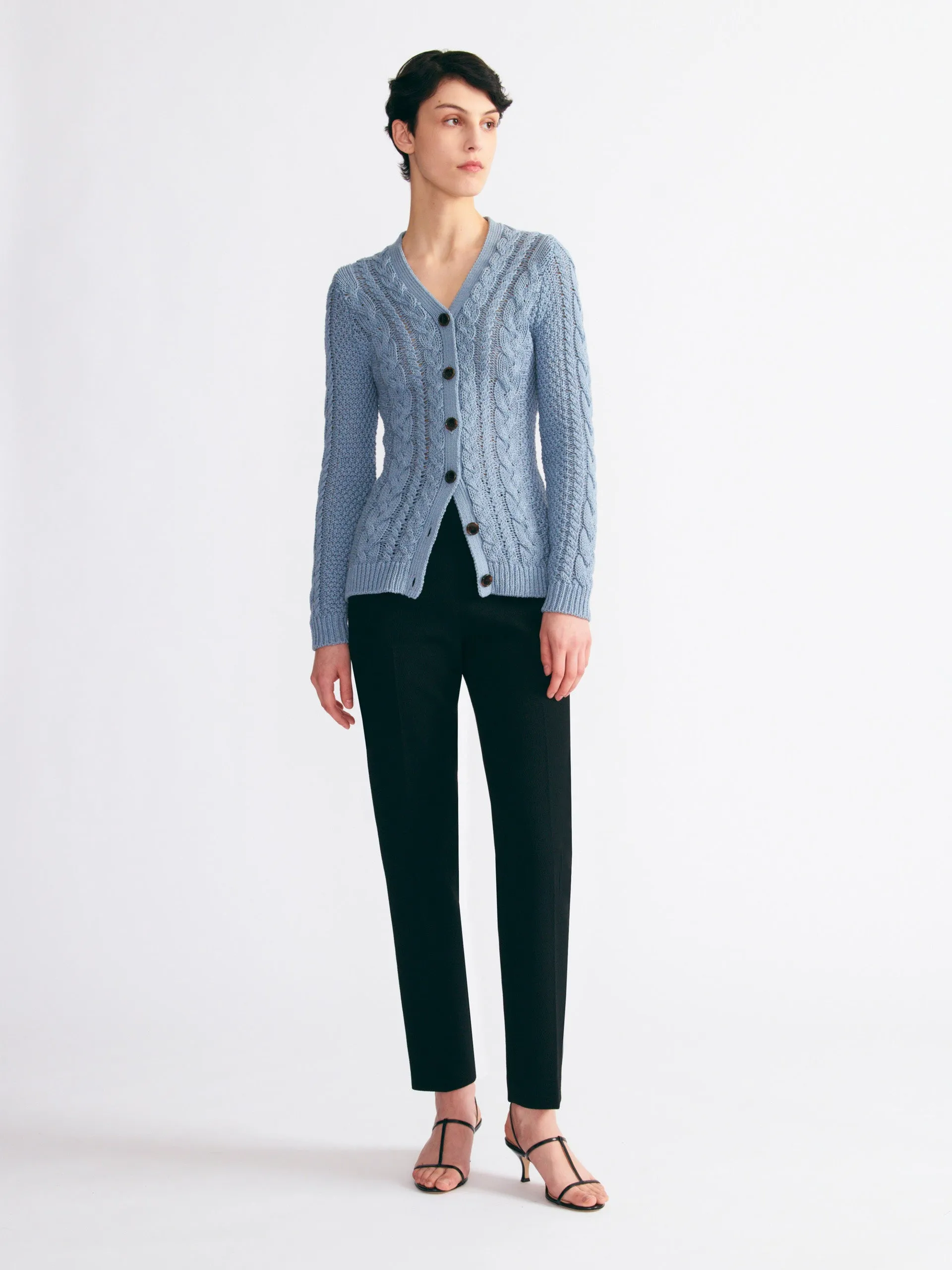 Elmer knit cardigan in smoke blue