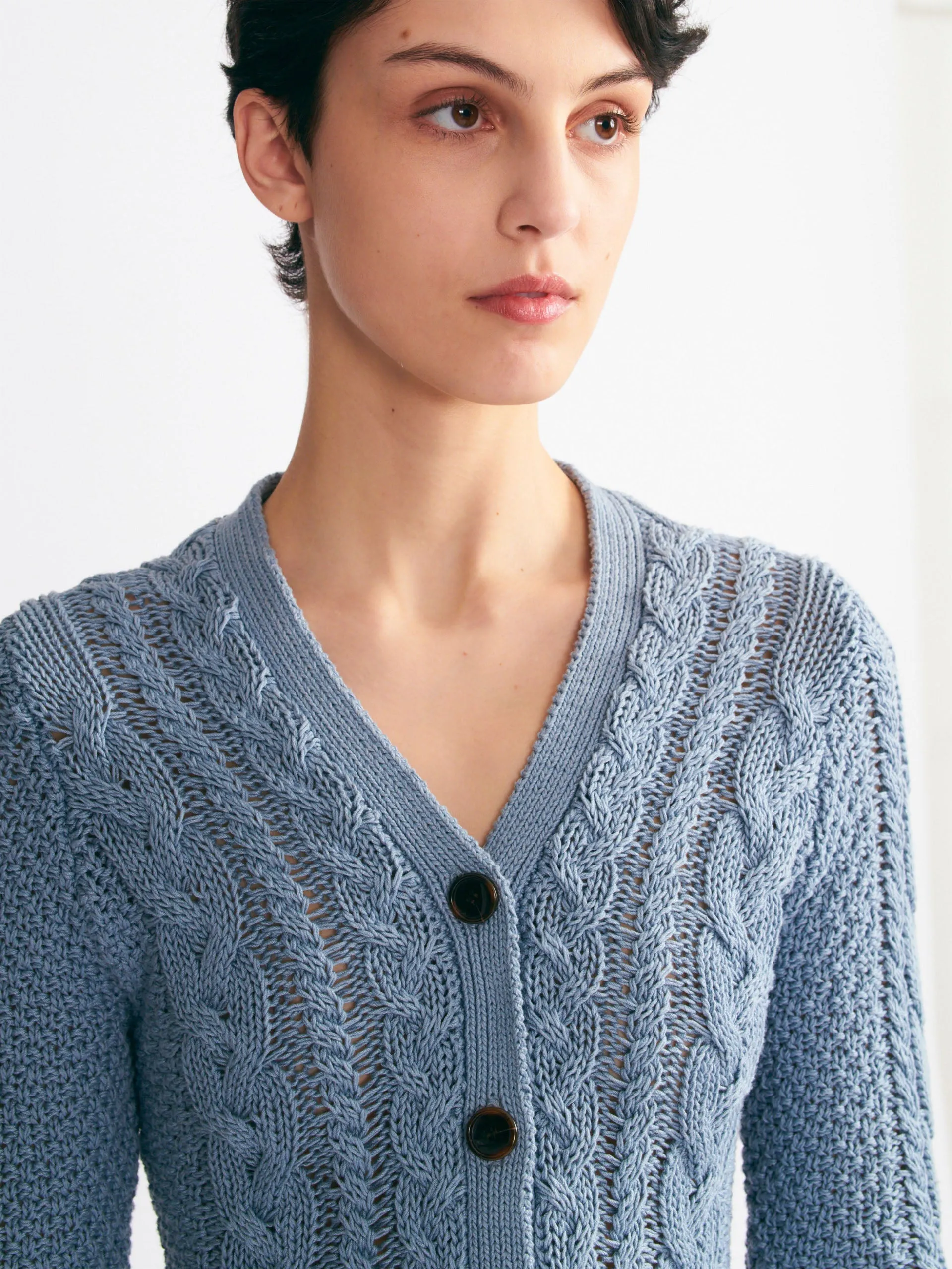 Elmer knit cardigan in smoke blue