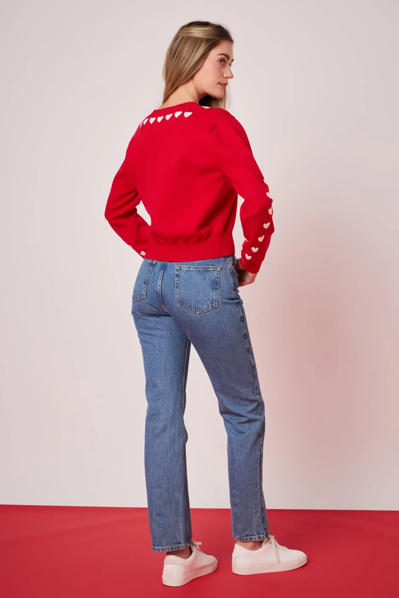 English Factory - Heart Contrast Knit Cardigan