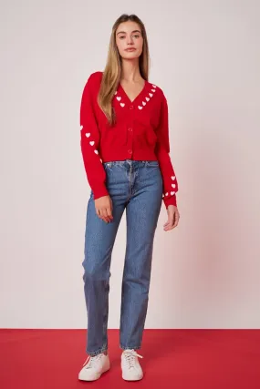 English Factory - Heart Contrast Knit Cardigan