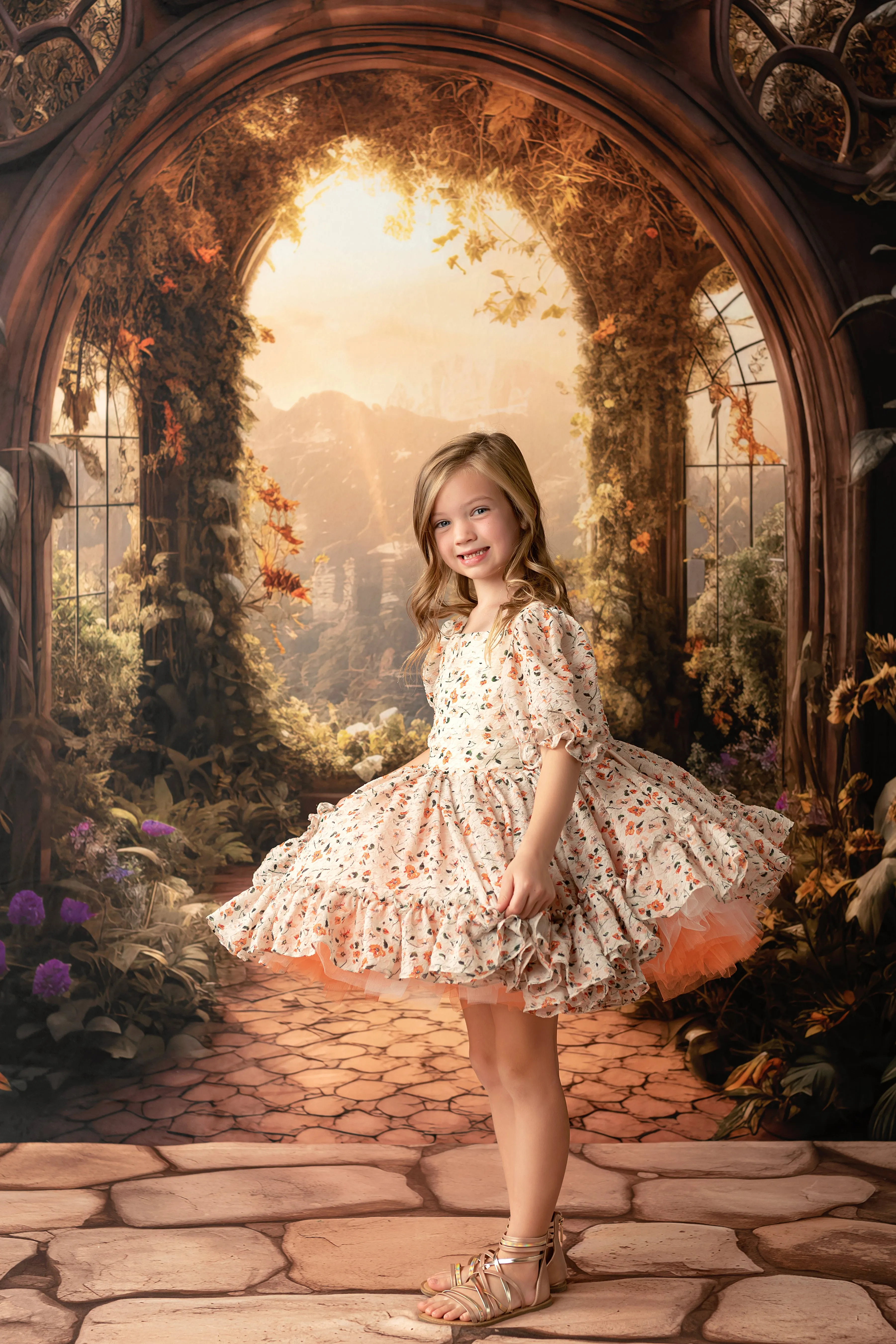 Floral Revival  Ivory/Peach (6-7 year)