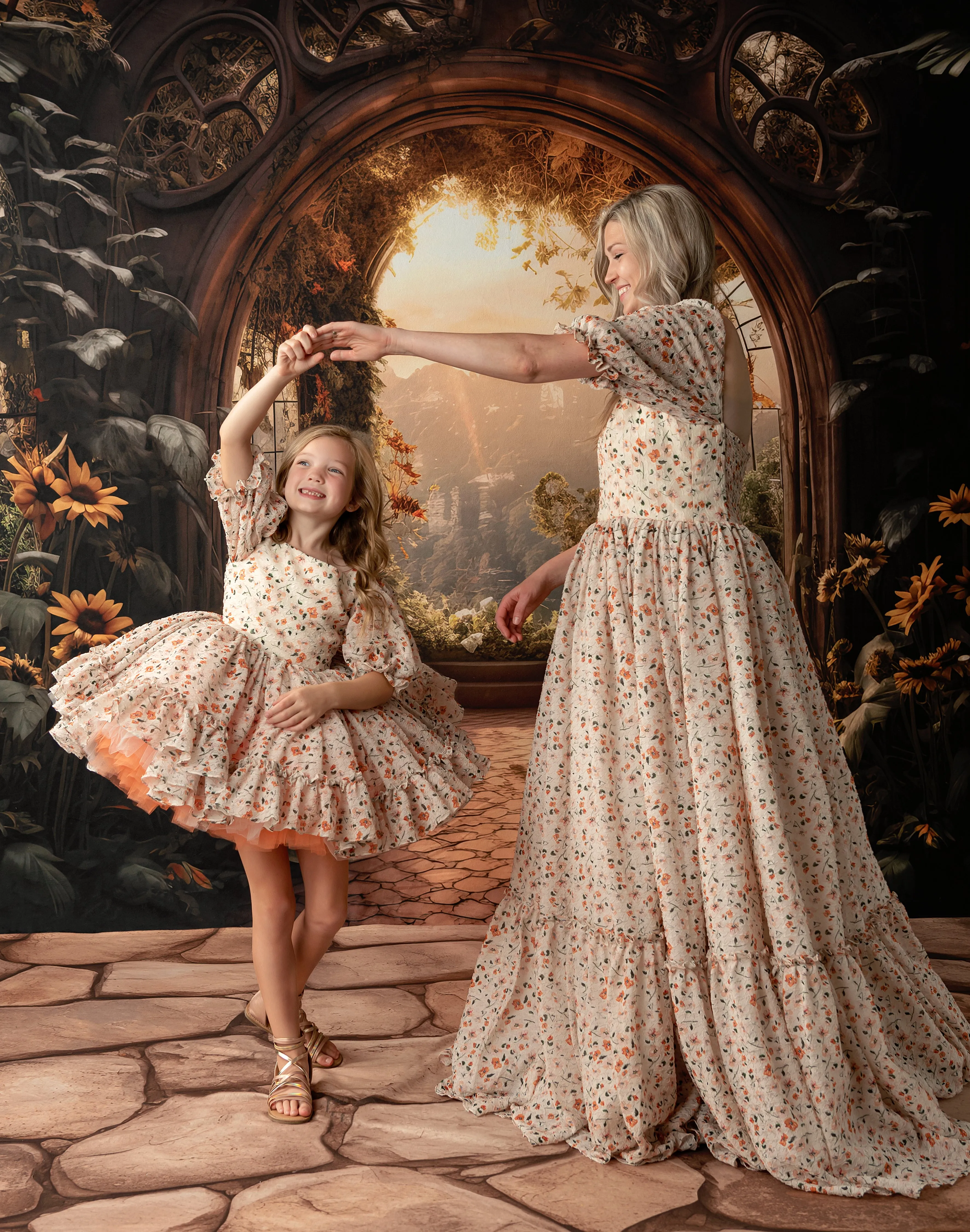 Floral Revival  Ivory/Peach (6-7 year)