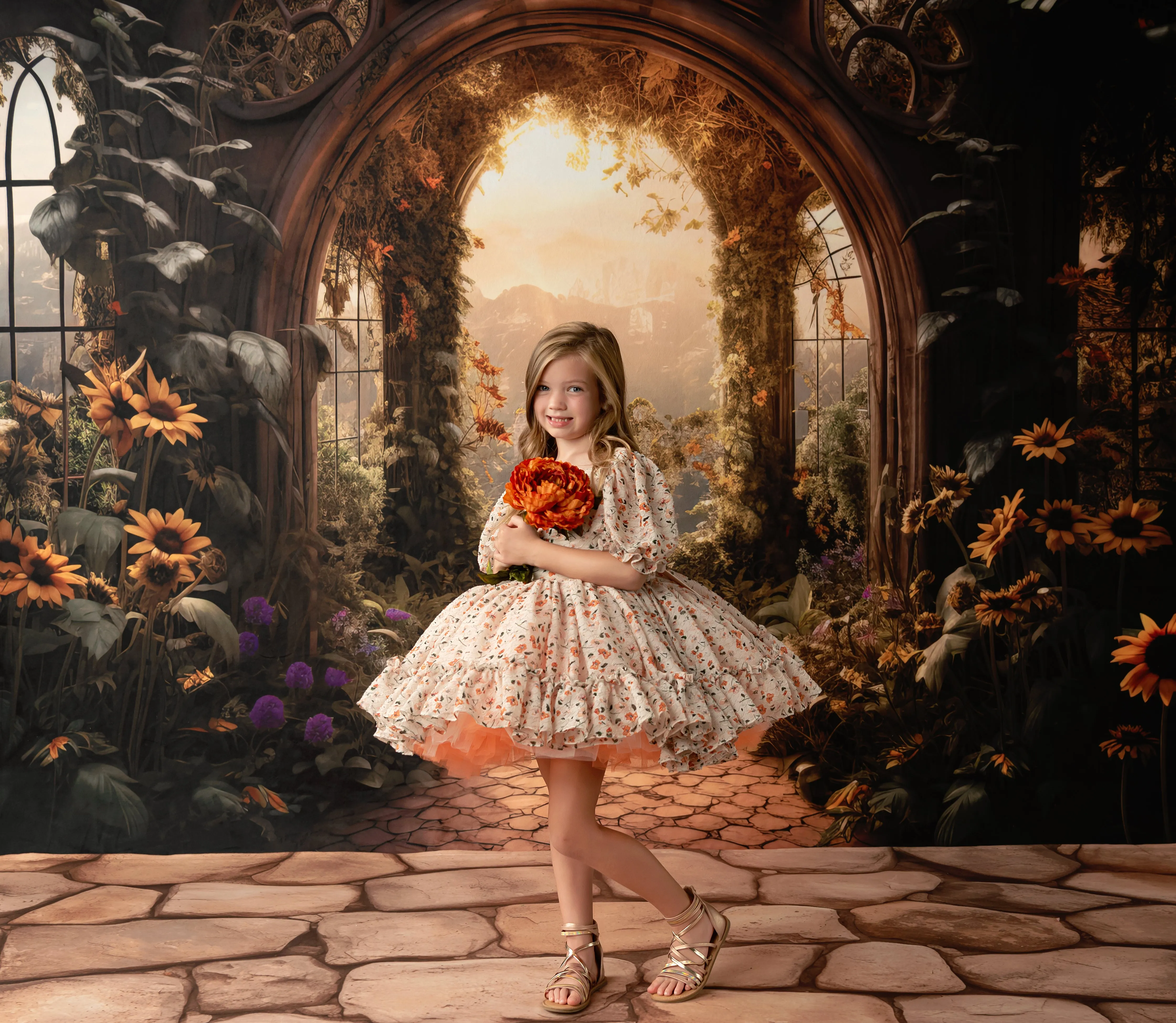 Floral Revival  Ivory/Peach (6-7 year)