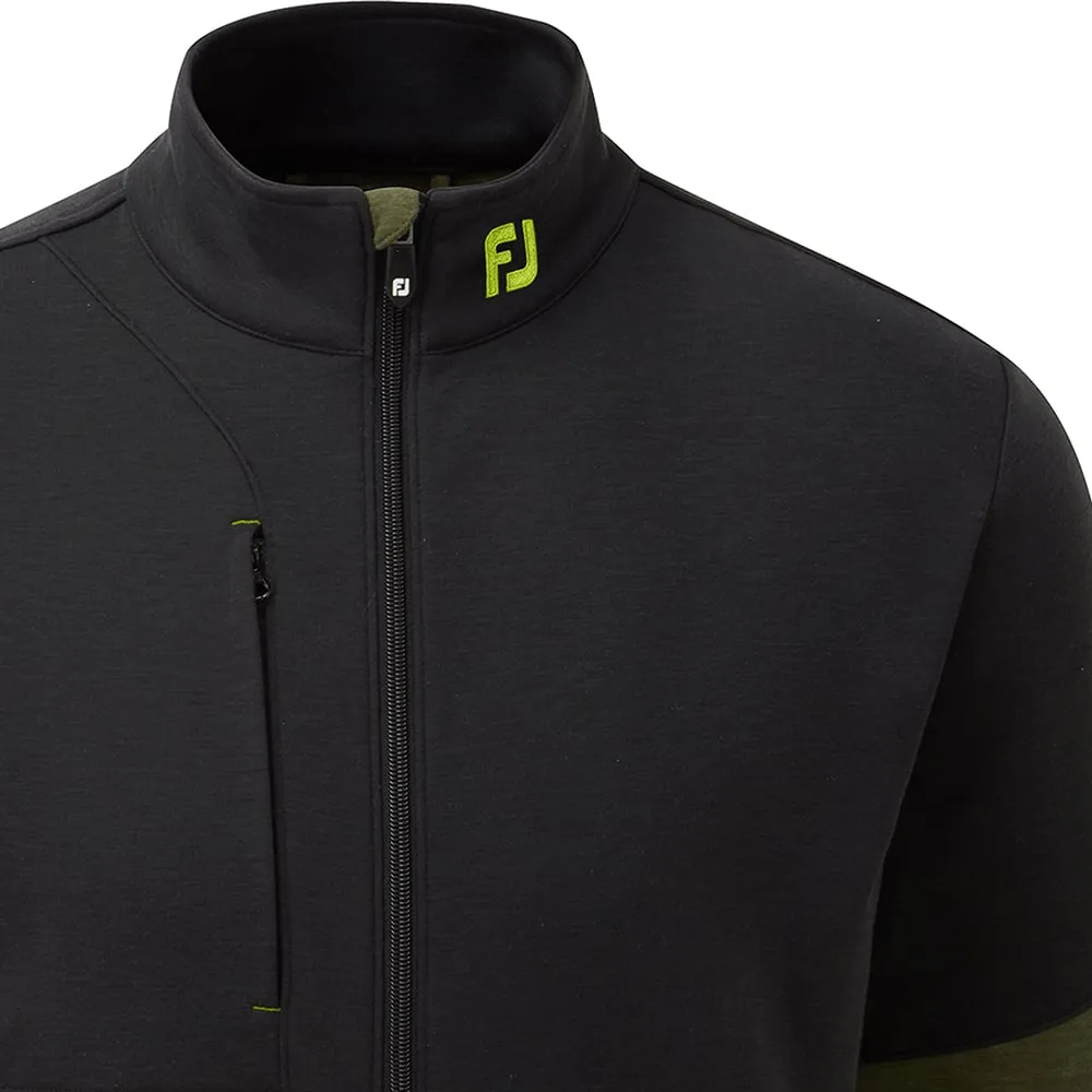 FootJoy Colour Block Full Zip Chillout Pullover - Black/Olive