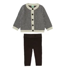 FUB NORDIC CARDIGAN - ECRU/DARK NAVY/AMBER LEGGING SET