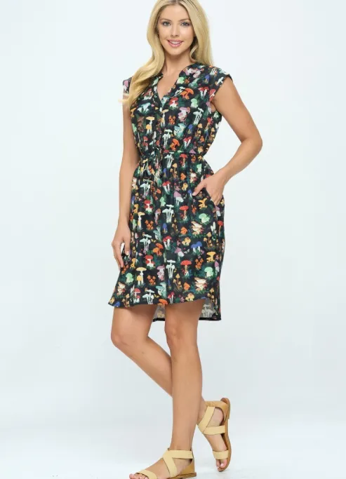 Garden of Mushrooms Shirt Dress